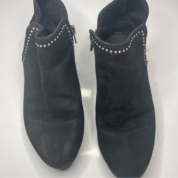 Suede Black Healed Zipper Booties Silver Studs Girls Size 2 PRELOVED - Picture 2 of 9